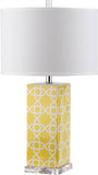 Safavieh - Set of 2 - Quatrefoil Table Lamp 27" Yellow Off White Silver Clear Cotton Ceramic LIT4133G-SET2 683726715627