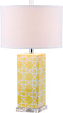 Safavieh - Set of 2 - Quatrefoil Table Lamp 27" Yellow Off White Silver Clear Cotton Ceramic LIT4133G-SET2 683726715627