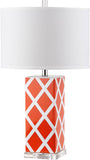 Safavieh - Set of 2 - Garden Table Lamp Lattice 27" Orange Off White Silver Clear Cotton Ceramic LIT4134D-SET2 683726715757