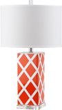 Safavieh - Set of 2 - Garden Table Lamp Lattice 27" Orange Off White Silver Clear Cotton Ceramic LIT4134D-SET2 683726715757