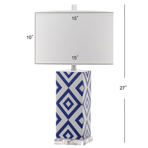 Diamonds Table Lamp Set of 2 - Modern Ceramic Design with Sleek Silver Accents and White Shade