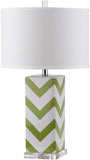 Safavieh - Set of 2 - Table Lamp Chevron Stripe 27" Green Off White Silver Clear Cotton Ceramic LIT4136F-SET2 683726716556