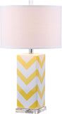 Safavieh - Set of 2 - Table Lamp Chevron Stripe 27" Yellow Off White Silver Clear Cotton Ceramic LIT4136G-SET2 683726716570