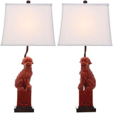 Safavieh - Set of 2 - Foo Dog Table Lamp 28.5" Red Off White Brown Gold Cotton Ceramic LIT4137D-SET2 683726716709