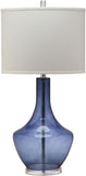 Safavieh Table Lamp Mercury 34.5" Blue Off White Silver Clear Cotton Glass LIT4141B 683726721147