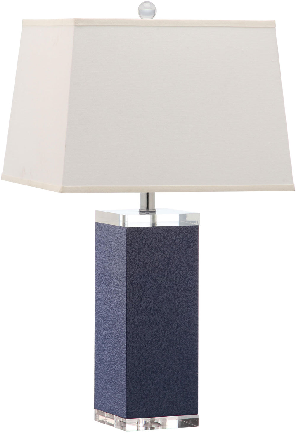 Safavieh - Set of 2 - Table Lamp Deco Leather 27" Navy Off White Silver Clear Cotton PU LIT4143A-SET2 683726716815
