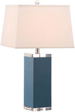 Safavieh - Set of 2 - Table Lamp Deco Leather 27" Light Blue Off White Silver Clear Cotton PU LIT4143B-SET2 683726716839