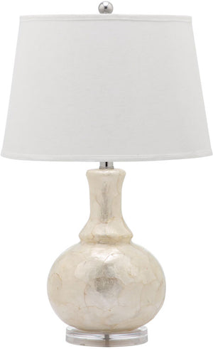 Safavieh - Set of 2 - Shelley Table Lamp Gourd 25" White Silver Clear Cotton Shell LIT4145A-SET2 683726716976