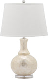 Safavieh - Set of 2 - Shelley Table Lamp Gourd 25" White Silver Clear Cotton Shell LIT4145A-SET2 683726716976