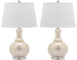 Safavieh - Set of 2 - Shelley Table Lamp Gourd 25" White Silver Clear Cotton Shell LIT4145A-SET2 683726716976