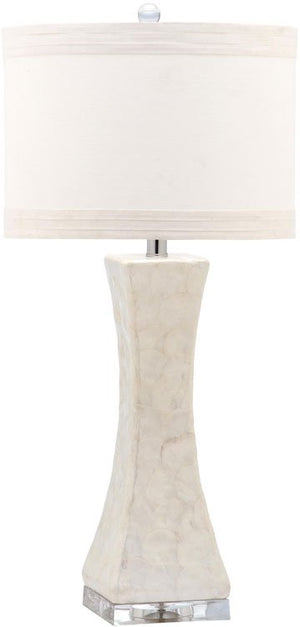 Safavieh - Set of 2 - Shelley Table Lamp Concave 30" White Silver Clear Cotton Shell LIT4146A-SET2 683726716990