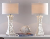 Safavieh Shelley, 30.5 Inch, Cream, Shell/Iron Table Lamp Set Of 2 W/ Usb Port​ -Set Of 2 White Shell LIT4146A-SET2-U