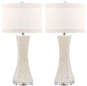 Safavieh Shelley, 30.5 Inch, Cream, Shell/Iron Table Lamp Set Of 2 W/ Usb Port​ -Set Of 2 White Shell LIT4146A-SET2-U