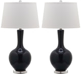 Safavieh - Set of 2 - Blanche Lamp Gourd 32" Navy Off White Silver Clear Cotton Ceramic LIT4148A-SET2 683726793069