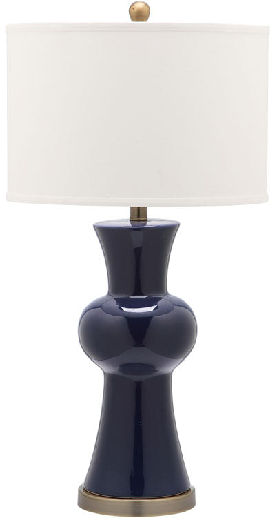Safavieh - Set of 2 - Lola Lamp Column 30" Navy Off White Bronze Gold Cotton Ceramic LIT4150A-SET2 683726717218