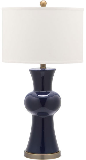 Safavieh - Set of 2 - Lola Lamp Column 30" Navy Off White Bronze Gold Cotton Ceramic LIT4150A-SET2 683726717218