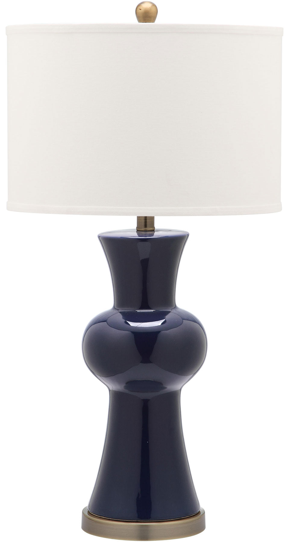 Safavieh - Set of 2 - Lola Lamp Column 30" Navy Off White Bronze Gold Cotton Ceramic LIT4150A-SET2 683726717218