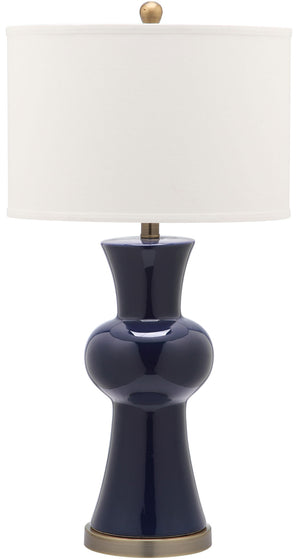 Safavieh - Set of 2 - Lola Lamp Column 30" Navy Off White Bronze Gold Cotton Ceramic LIT4150A-SET2 683726717218