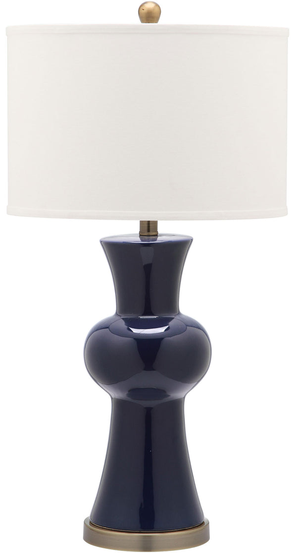 Safavieh - Set of 2 - Lola Lamp Column 30" Navy Off White Bronze Gold Cotton Ceramic LIT4150A-SET2 683726717218