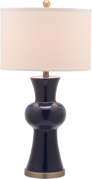 Safavieh - Set of 2 - Lola Lamp Column 30" Navy Off White Bronze Gold Cotton Ceramic LIT4150A-SET2 683726717218