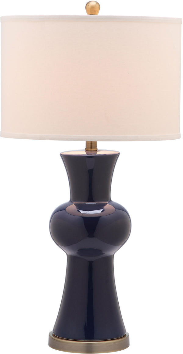Safavieh - Set of 2 - Lola Lamp Column 30" Navy Off White Bronze Gold Cotton Ceramic LIT4150A-SET2 683726717218