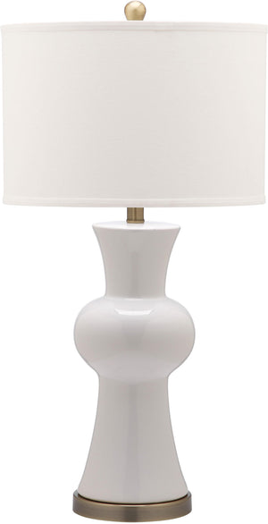 Safavieh - Set of 2 - Lola Lamp Column 30" White Gold Bronze Cotton Ceramic LIT4150B-SET2 683726717232