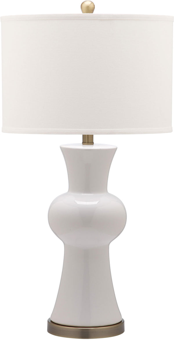 Safavieh - Set of 2 - Lola Lamp Column 30" White Gold Bronze Cotton Ceramic LIT4150B-SET2 683726717232