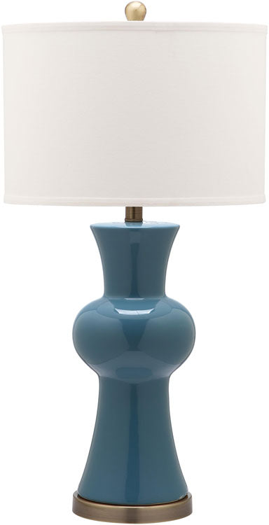 Safavieh - Set of 2 - Lola Lamp Column 30" Blue Off White Bronze Gold Cotton Ceramic LIT4150C-SET2 683726717256