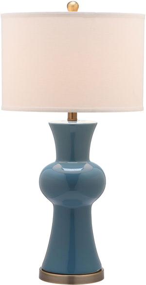 Safavieh - Set of 2 - Lola Lamp Column 30" Blue Off White Bronze Gold Cotton Ceramic LIT4150C-SET2 683726717256