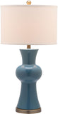 Safavieh - Set of 2 - Lola Lamp Column 30" Blue Off White Bronze Gold Cotton Ceramic LIT4150C-SET2 683726717256