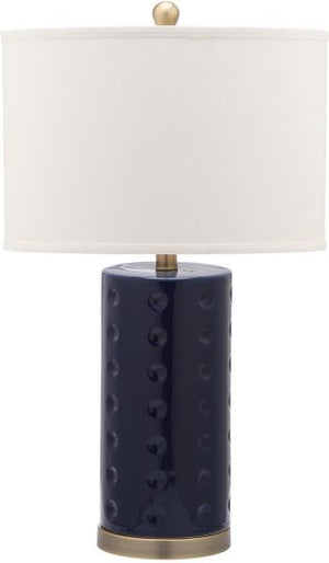 Safavieh - Set of 2 - Roxanne Table Lamp 26" Navy Off White Bronze Gold Cotton Ceramic LIT4152A-SET2 683726717379