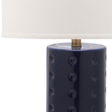 Safavieh - Set of 2 - Roxanne Table Lamp 26" Navy Off White Bronze Gold Cotton Ceramic LIT4152A-SET2 683726717379