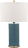 Safavieh - Set of 2 - Roxanne Table Lamp 26" Blue Off White Bronze Gold Cotton Ceramic LIT4152B-SET2 683726717393