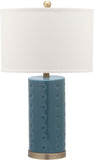 Safavieh - Set of 2 - Roxanne Table Lamp 26" Blue Off White Bronze Gold Cotton Ceramic LIT4152B-SET2 683726717393