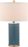 Safavieh - Set of 2 - Roxanne Table Lamp 26" Blue Off White Bronze Gold Cotton Ceramic LIT4152B-SET2 683726717393