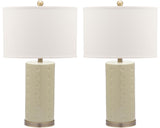 Safavieh - Set of 2 - Roxanne Table Lamp 26" Cream Off White Bronze Gold Cotton Ceramic LIT4152C-SET2 683726717416