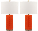 Safavieh - Set of 2 - Roxanne Table Lamp 26" Orange Off White Bronze Gold Cotton Ceramic LIT4152D-SET2 683726717430