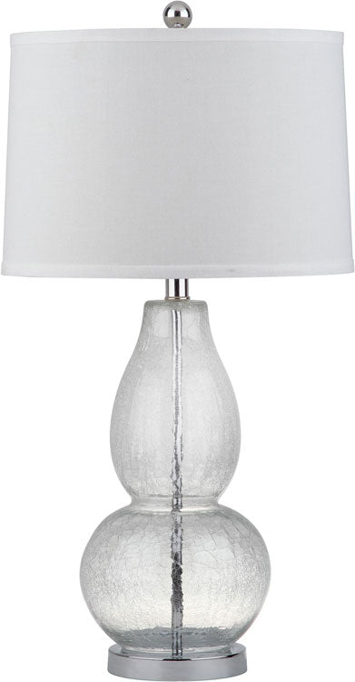 Safavieh - Set of 2 - Mercurio Lamp Double Gourd Crackle Glass 28.5" Clear Off White Silver Chrome Cotton LIT4155A-SET2 683726717652