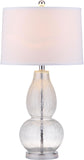 Safavieh - Set of 2 - Mercurio Lamp Double Gourd Crackle Glass 28.5" Clear Off White Silver Chrome Cotton LIT4155A-SET2 683726717652