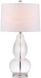 Safavieh - Set of 2 - Mercurio Lamp Double Gourd Crackle Glass 28.5" Clear Off White Silver Chrome Cotton LIT4155B-SET2 683726717676