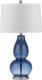 Safavieh - Set of 2 - Mercurio Lamp Double Gourd 28.5" Blue Off White Silver Chrome Cotton Glass LIT4155C-SET2 683726717690
