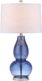 Safavieh - Set of 2 - Mercurio Lamp Double Gourd 28.5" Blue Off White Silver Chrome Cotton Glass LIT4155C-SET2 683726717690