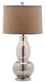 Safavieh - Set of 2 - Mercurio Lamp Double Gourd 28.5" Ivory Silver Chrome Cotton Glass LIT4155D-SET2 683726717713