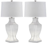 Safavieh - Set of 2 - Lamp Glass Bottom 29" Clear Off White Chrome Cotton LIT4156B-SET2 683726717751