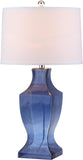Safavieh - Set of 2 - Lamp Glass Bottom 29" Blue Off White Chrome Cotton LIT4156C-SET2 683726717775