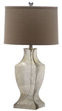 Safavieh - Set of 2 - Lamp Glass Bottom 29" Ivory Silver Chrome Cotton LIT4156D-SET2 683726717799