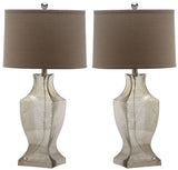 Safavieh - Set of 2 - Lamp Glass Bottom 29" Ivory Silver Chrome Cotton LIT4156D-SET2 683726717799