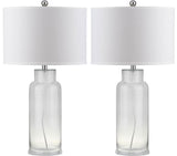 Safavieh - Set of 2 - Table Lamp Bottle Glass 29" Clear Off White Silver Cotton LIT4157B-SET2 683726717843