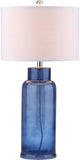 Safavieh - Set of 2 - Table Lamp Bottle Glass 29" Blue Off White Silver Clear Cotton LIT4157C-SET2 683726717867