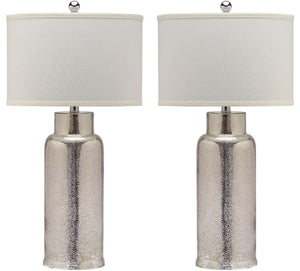 Safavieh - Set of 2 - Table Lamp Bottle Glass 29" Ivory Silver Off White Clear Cotton LIT4157D-SET2 683726717881